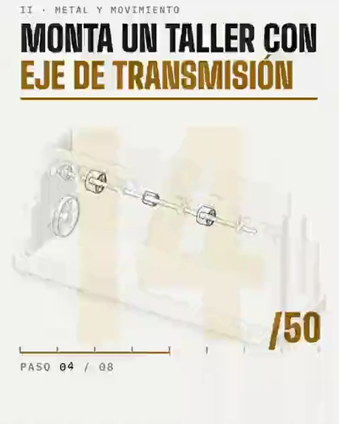 Eje de transmisión, engranajes y correas, montaje y funcionamiento
